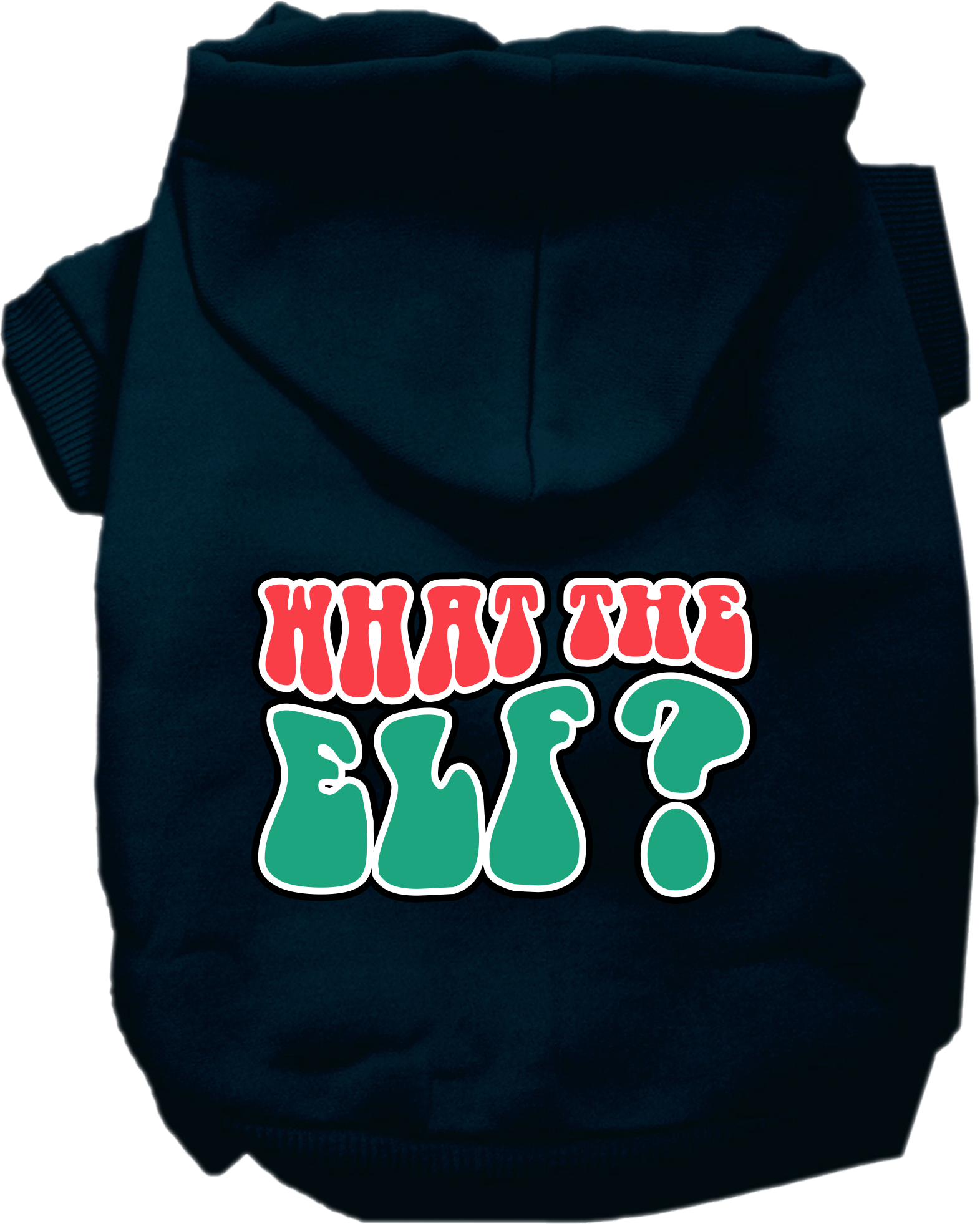 What the Elf Screen Print Dog Hoodie Navy Blue Size XS